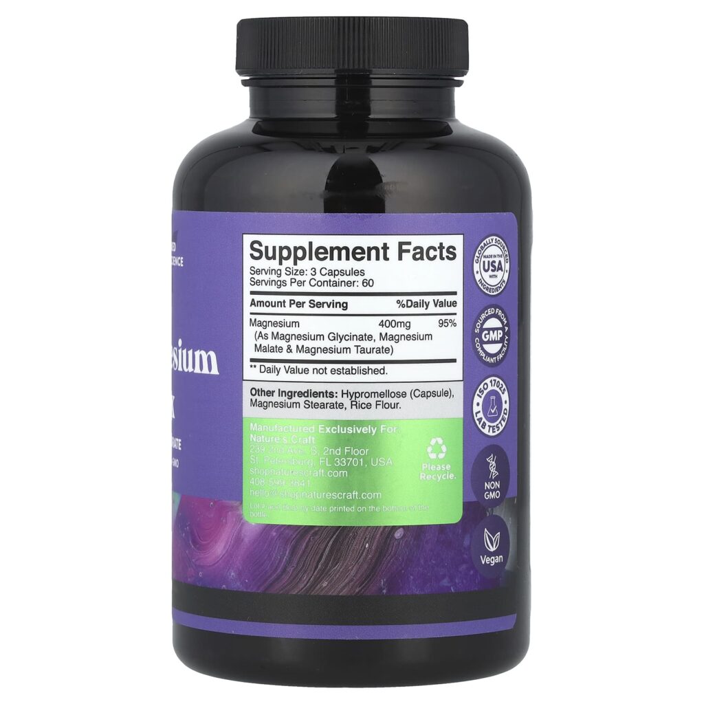 Natures Craft Complexo Triplo de Magnésio 180 Cápsulas (133 mg por Cápsula) - Imagem 2
