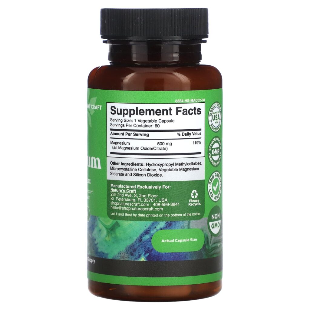Natures Craft Magnésio Complexo Avançado 500 mg 60 Cápsulas - Imagem 2