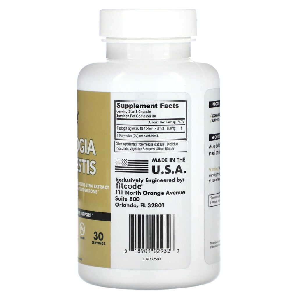 fitcode Fadogia agrestis 600 mg 30 Contagem - Imagem 2