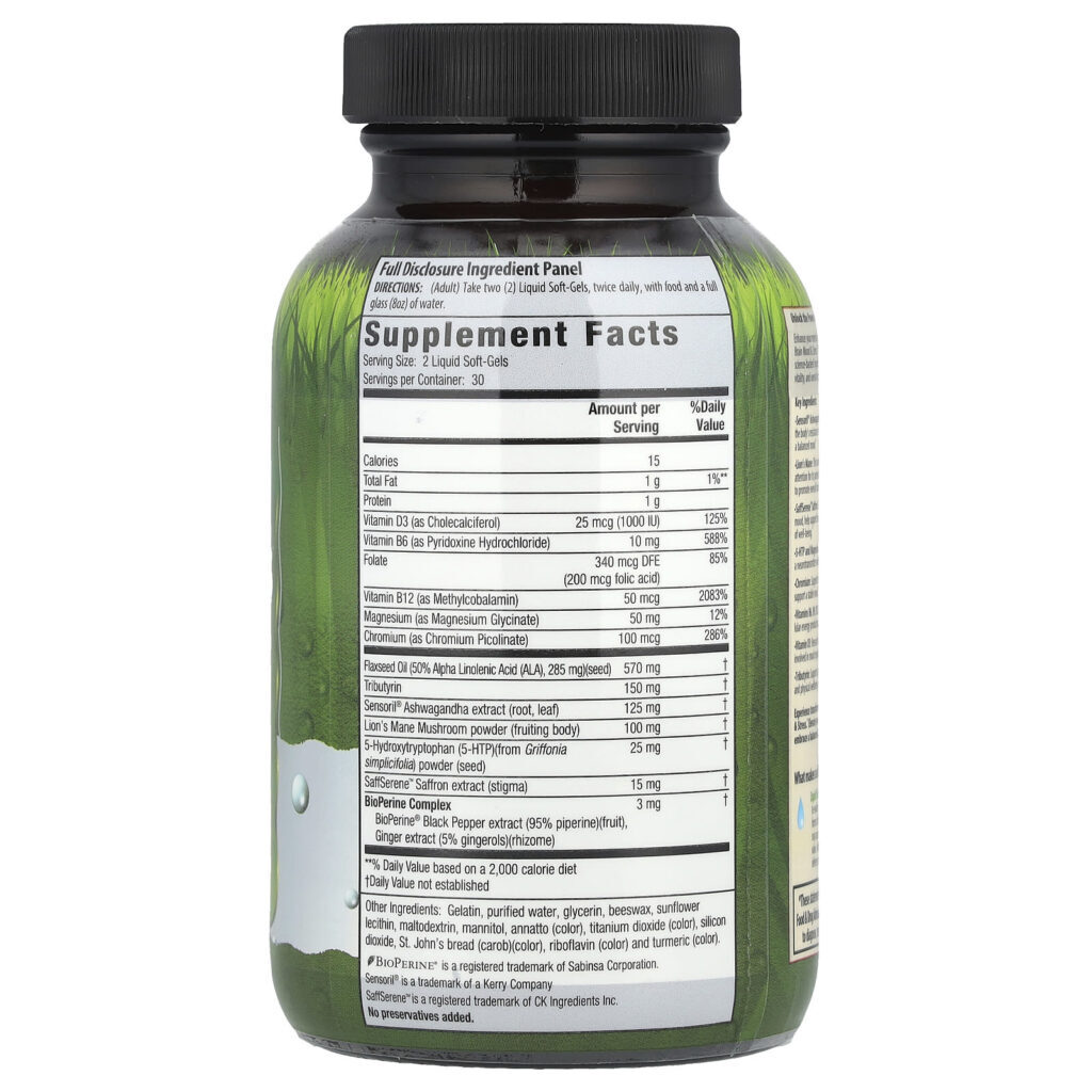 Irwin Naturals Ashwagandha Cérebro Saudável Humor e Estresse 60 Cápsulas Softgel Líquidas - Imagem 2