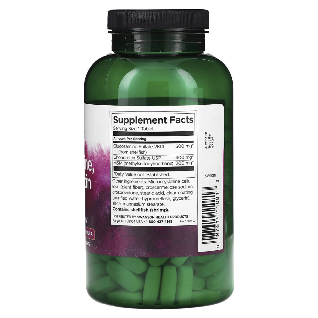 Swanson Glicosamina Condroitina e MSM 240 Comprimidos - Imagem 2