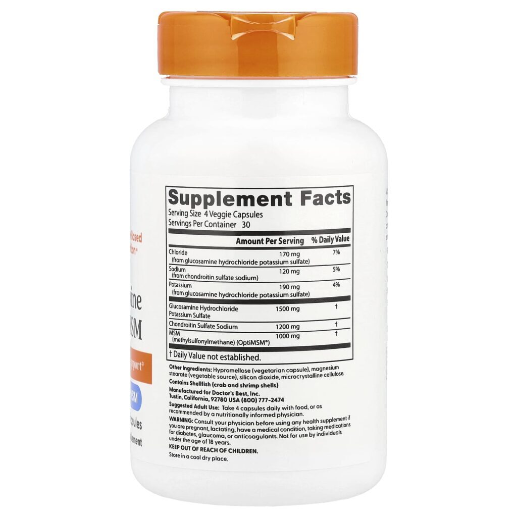 Doctors Best Glicosamina Condroitina e MSM 120 Cápsulas Vegetais - Imagem 2