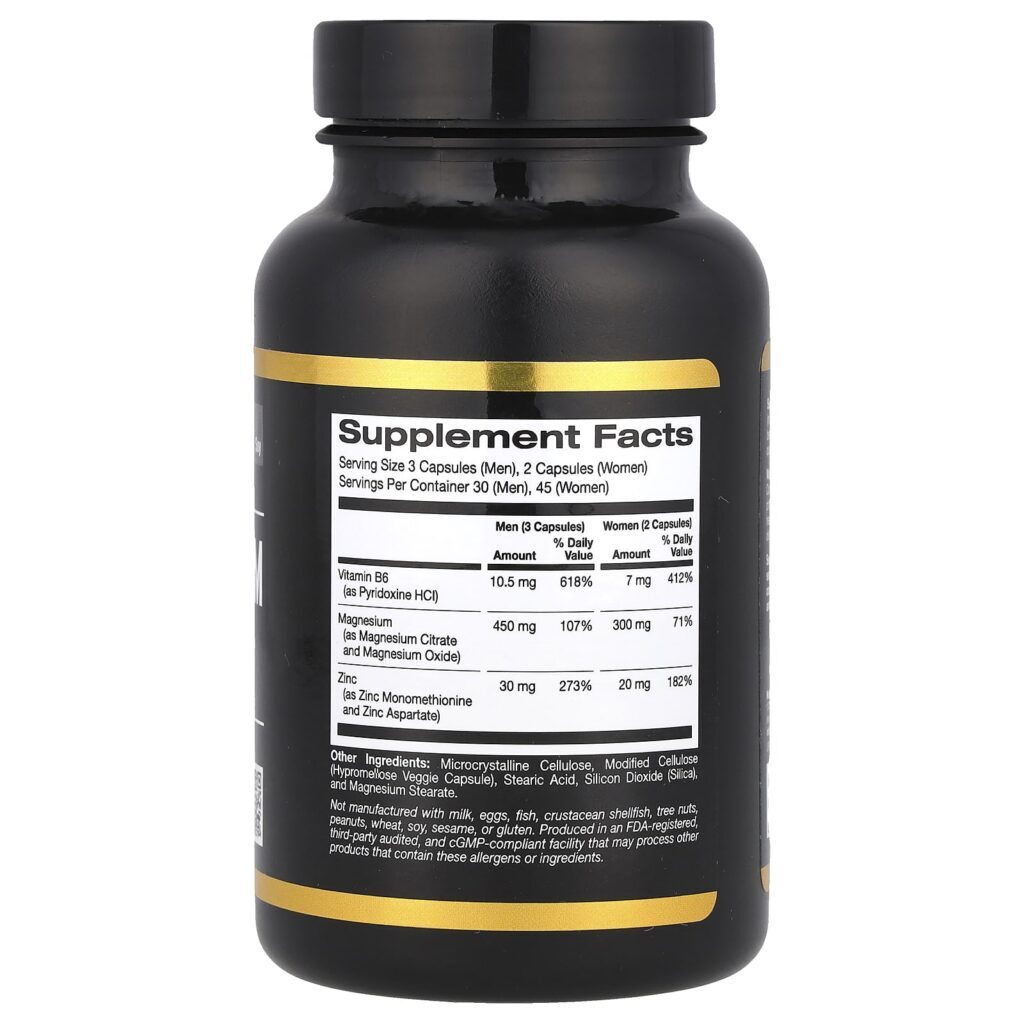 California Gold Nutrition Sport Zinco Magnésio e Vitamina B6 90 Cápsulas Vegetais - Imagem 2