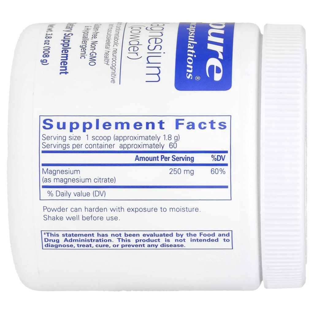 Pure Encapsulations Magnésio em Pó 108 g (38 oz) - Imagem 2