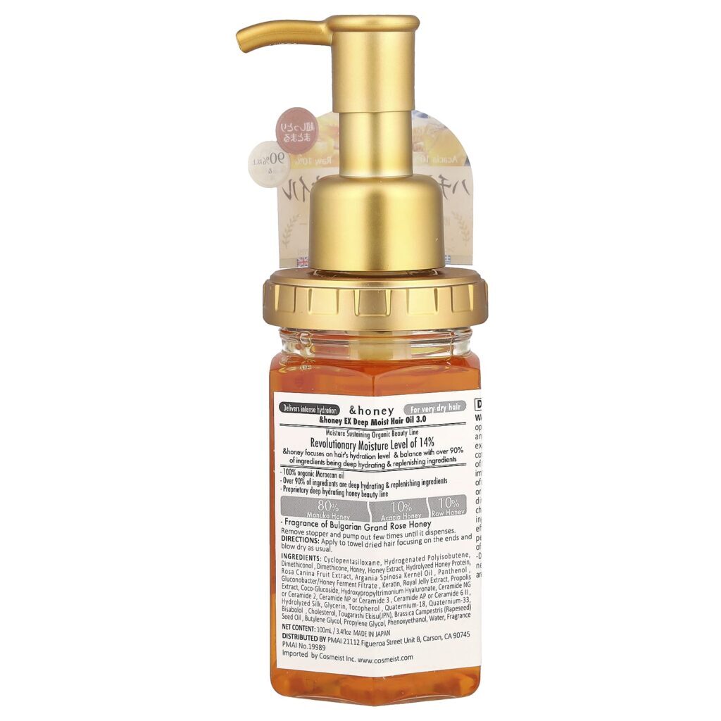 &honey Óleo Capilar EX Deep Moist Mel de Rosas Grandes Búlgaras 100 ml (34 fl oz) - Imagem 2