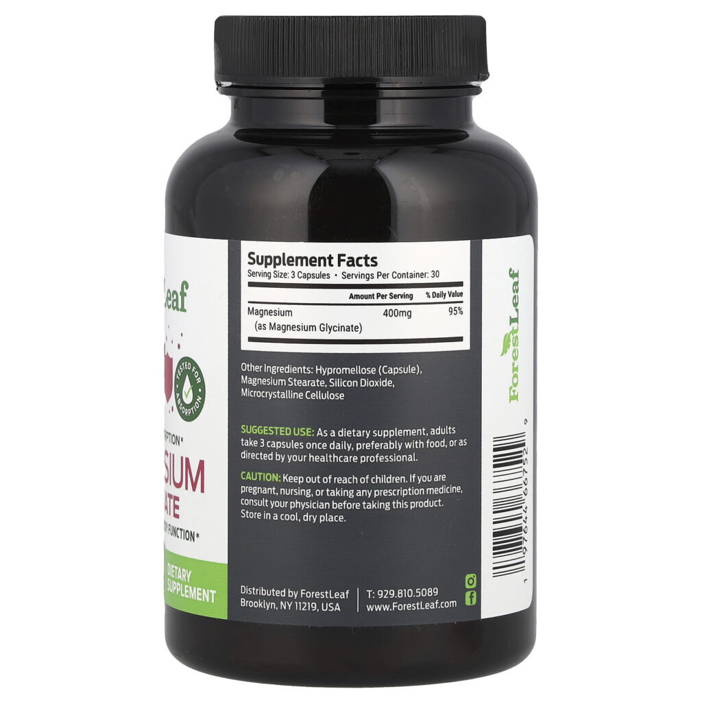 Forest Leaf Glicinato de Magnésio Máxima Absorção 90 Cápsulas Vegetais (1333 mg por Cápsula) - Imagem 2