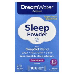 Dream Water Sleep Powder Original com Mistura SleepStat™ Fruto Silvestre Snooze 10 Embalagens 3 g (01 oz) Cada