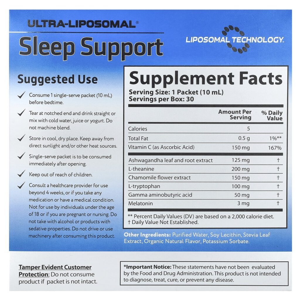 Aurora Nutrascience Ultra-Liposomal® Auxílio ao Sono 30 Embalagens 10 ml (034 fl oz) Cada - Imagem 2