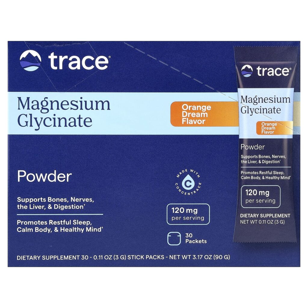 Trace Glicinato de Magnésio em Pó Orange Dream 30 Embalagens 3 g (011 oz) Cada