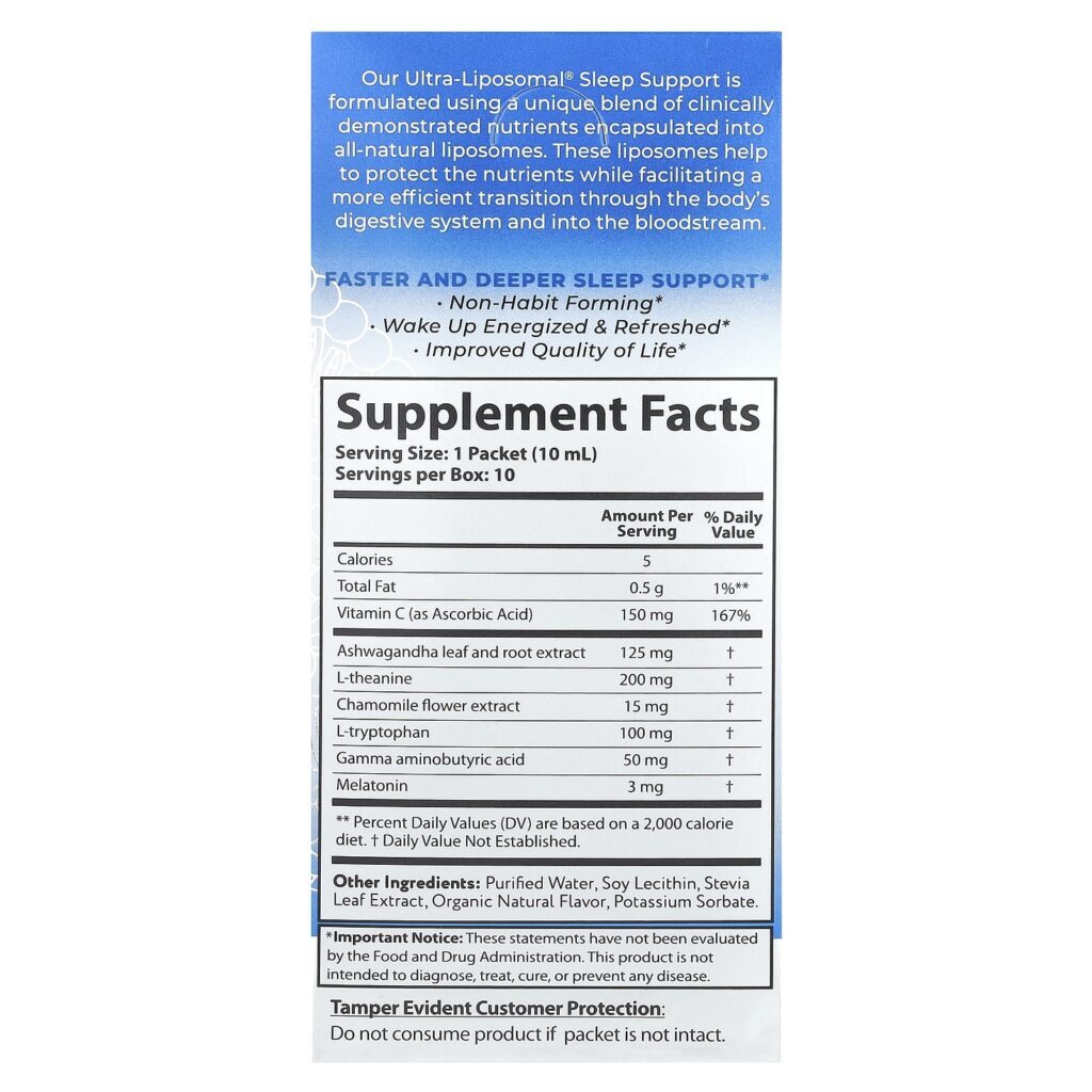 Aurora Nutrascience Suporte ao Sono Ultra-Liposomal® 10 Embalagens 10 ml (034 fl oz) Cada - Imagem 2