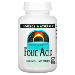 Source Naturals Ácido Fólico 800 mcg 500 Tabletes
