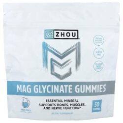 Zhou Nutrition Gomas de Glicinato de Magnésio Ponche de Frutas 50 Gomas (50 mg por Goma)