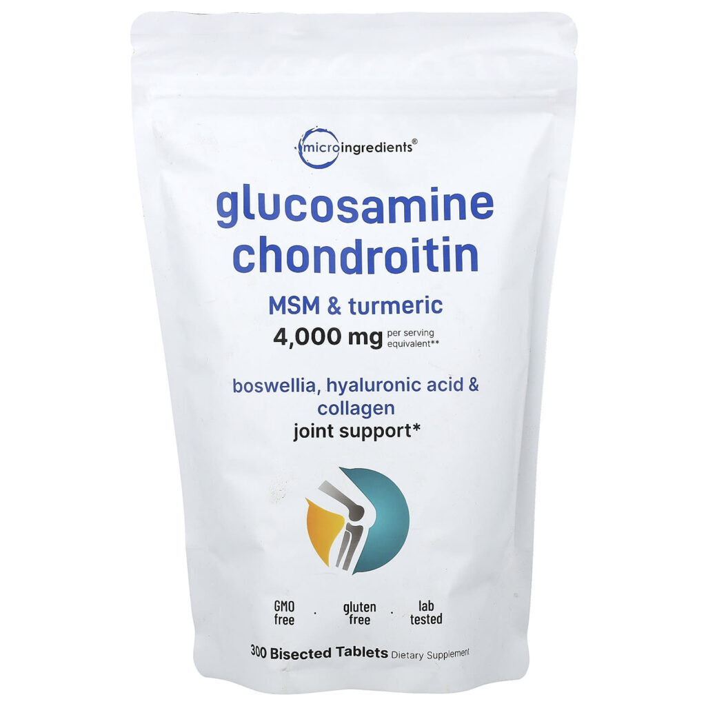 Micro Ingredients Glicosamina Condroitina MSM e Cúrcuma 300 Comprimidos Bipartidos