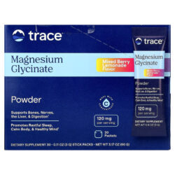 Trace Glicinato de Magnésio em Pó Limonada de Frutos Silvestres Mistos 30 Embalagens 3 g (011 oz) Cada