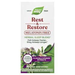 Natures Way Rest & Restore Sem Melatonina 30 Cápsulas