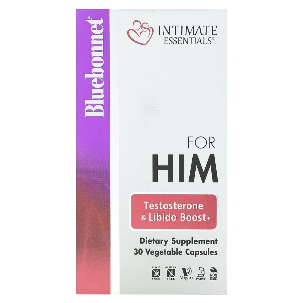 Bluebonnet Nutrition Intimate Essentials Para Ele Testosterona e Reforço da Libido 30 Cápsulas Vegetais