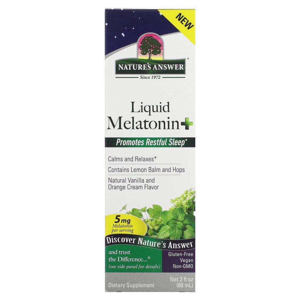 Natures Answer Melatonina + Líquida Creme Natural de Baunilha e Laranja 5 mg 60 ml (2 fl oz)