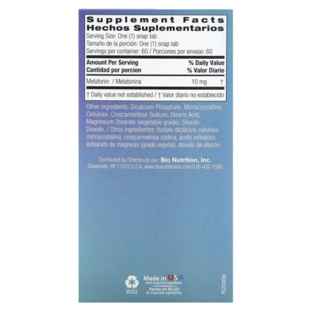Bio Nutrition Melatonina 10 mg 60 Snap Tabs - Imagem 2