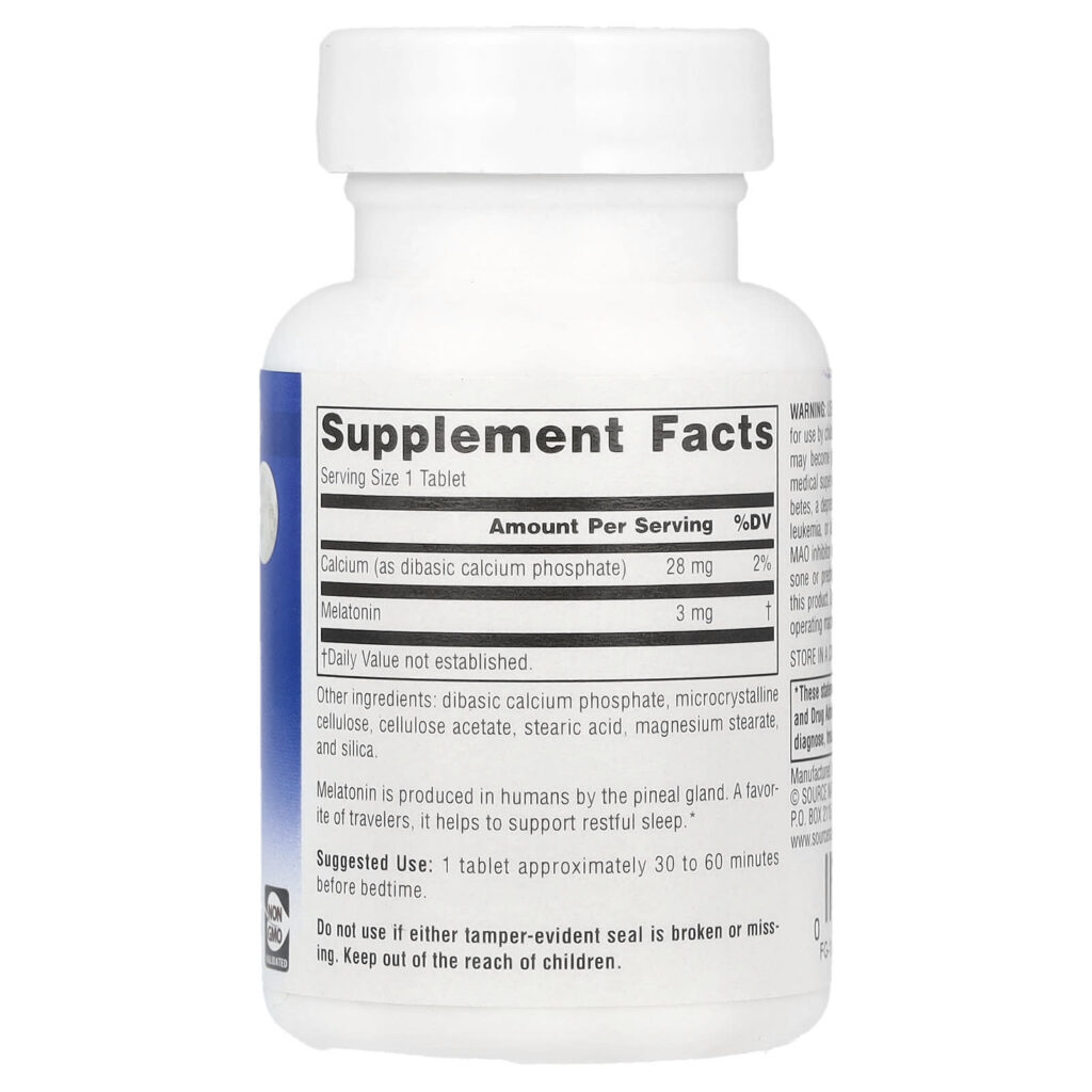 Source Naturals Melatonina de Liberação Programada 3 mg 60 Comprimidos - Imagem 2