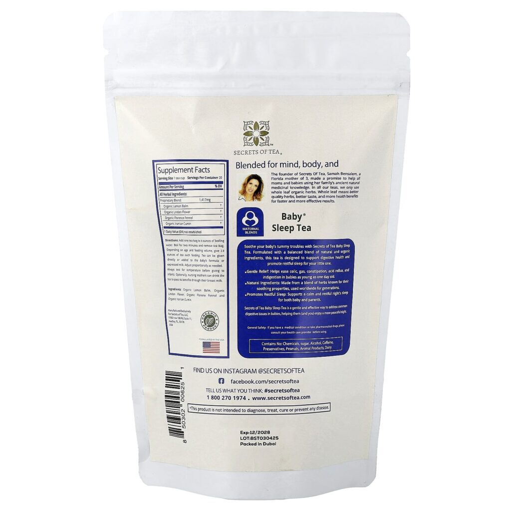 Secrets of Tea Chá Orgânico para Bebês® Sem Cafeína 20 Saquinhos de Chá Não Branqueados 28 g (1 oz) - Imagem 2