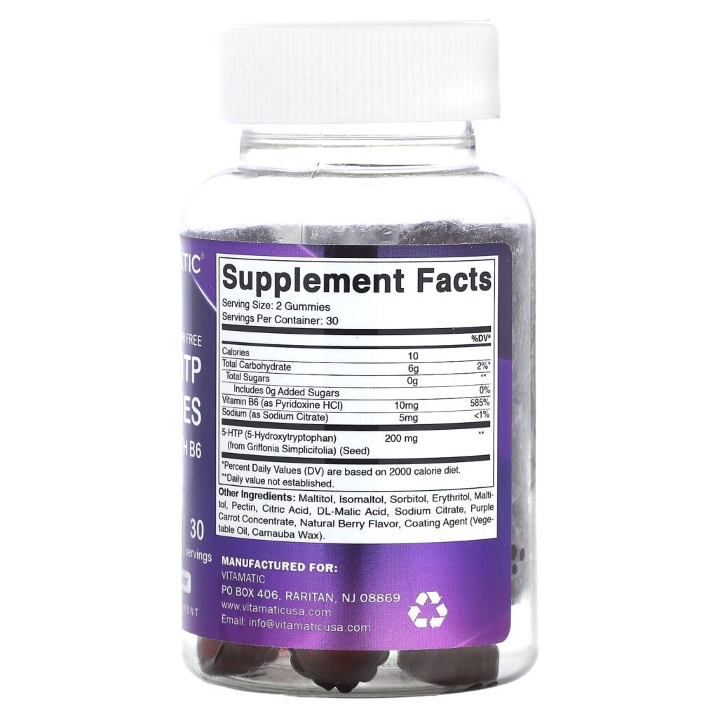 Vitamatic Gomas de 5-HTP com B6 Fruto Silvestre Natural 60 Gomas - Imagem 2