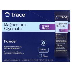 Trace Glicinato de Magnésio em Pó Uva 30 Embalagens 3 g (011 oz) Cada