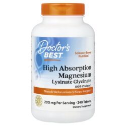 Doctors Best Glicinato e Lisinato de Magnésio de Alta Absorção Quelado Albion® TRAACS® 240 Comprimidos (100 mg por comprimido)