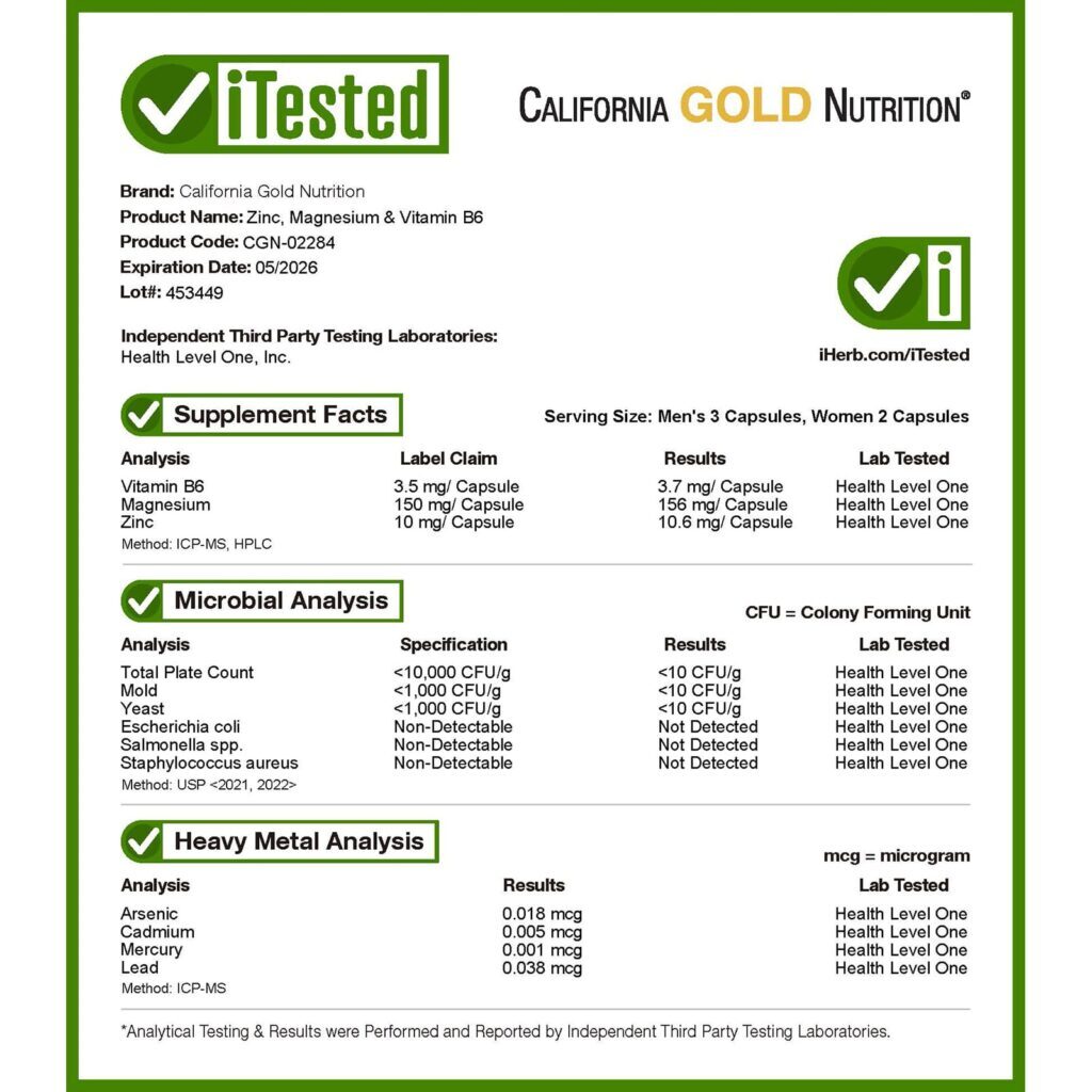California Gold Nutrition Sport Zinco Magnésio e Vitamina B6 90 Cápsulas Vegetais - Imagem 5