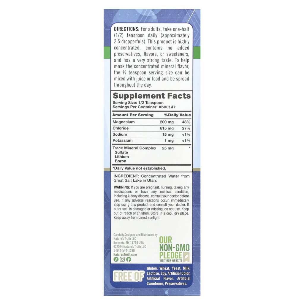 Natures Truth Magnésio Líquido Iônico Sem Sabor 118 ml (4 fl oz) - Imagem 2