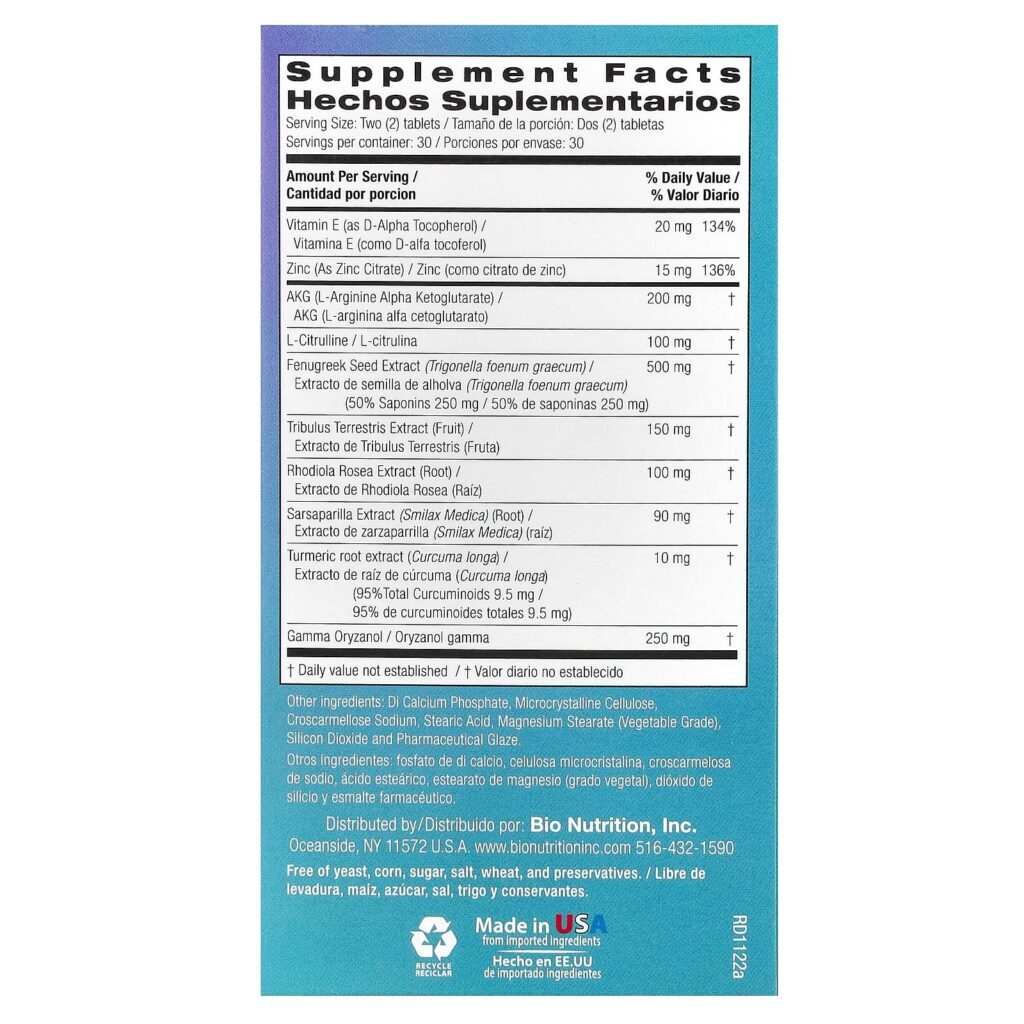 Bio Nutrition Testosterona Wellness Para Homens 60 Comprimidos - Imagem 2