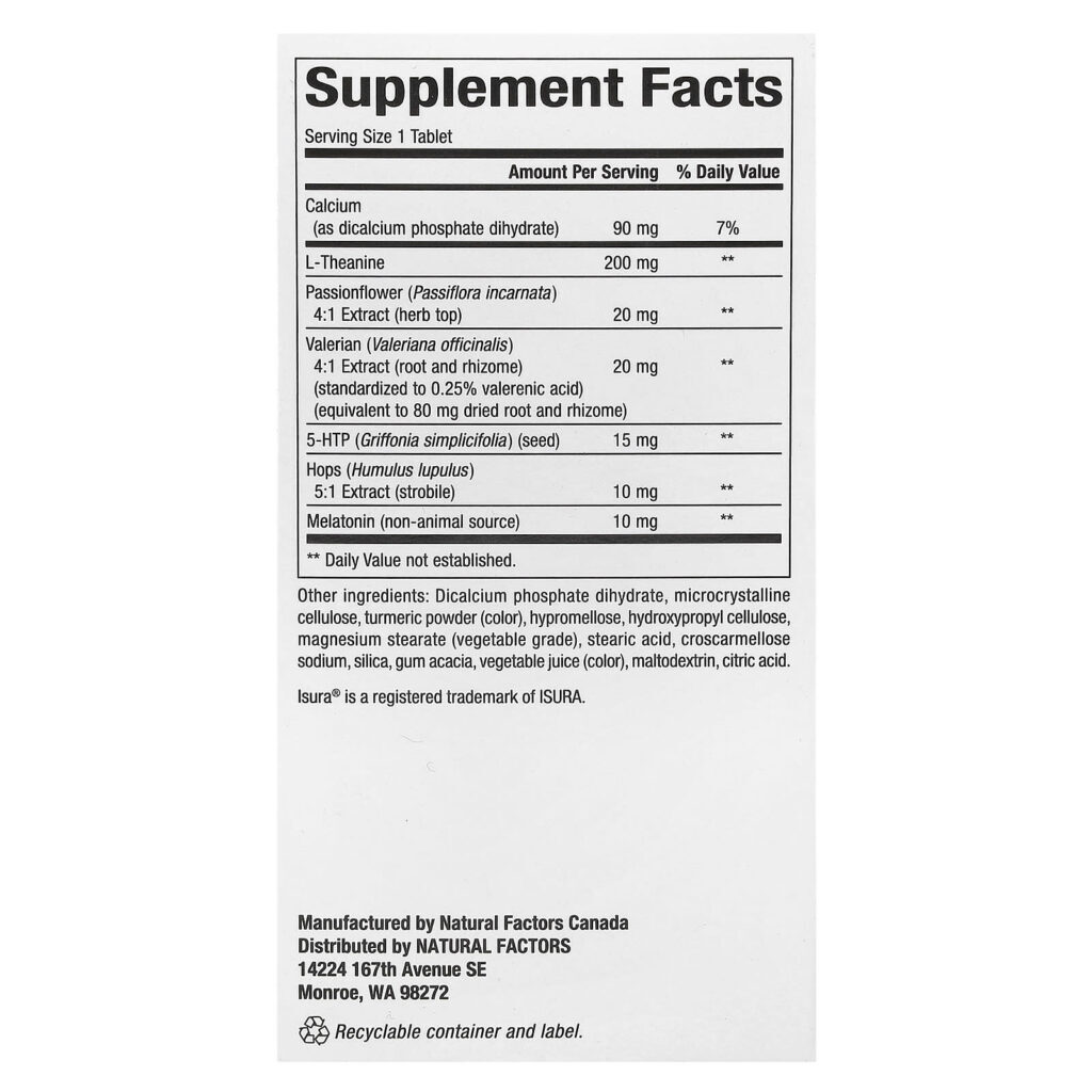 Natural Factors RegenerLife Durma Melhor com Melatonina L-theanine e Plantas 60 Comprimidos em Três Camadas - Imagem 2