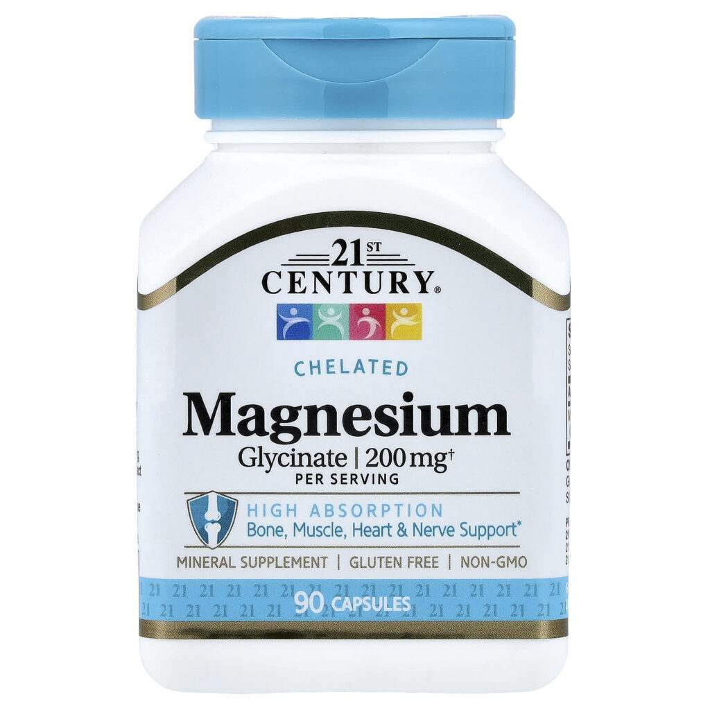 21st Century Glicinato de Magnésio Quelado 90 Cápsulas (100 mg por Cápsula)