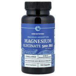 Nobi Nutrition Glicinato de Magnésio Absorção Máxima 120 Cápsulas (250 mg por Cápsula)