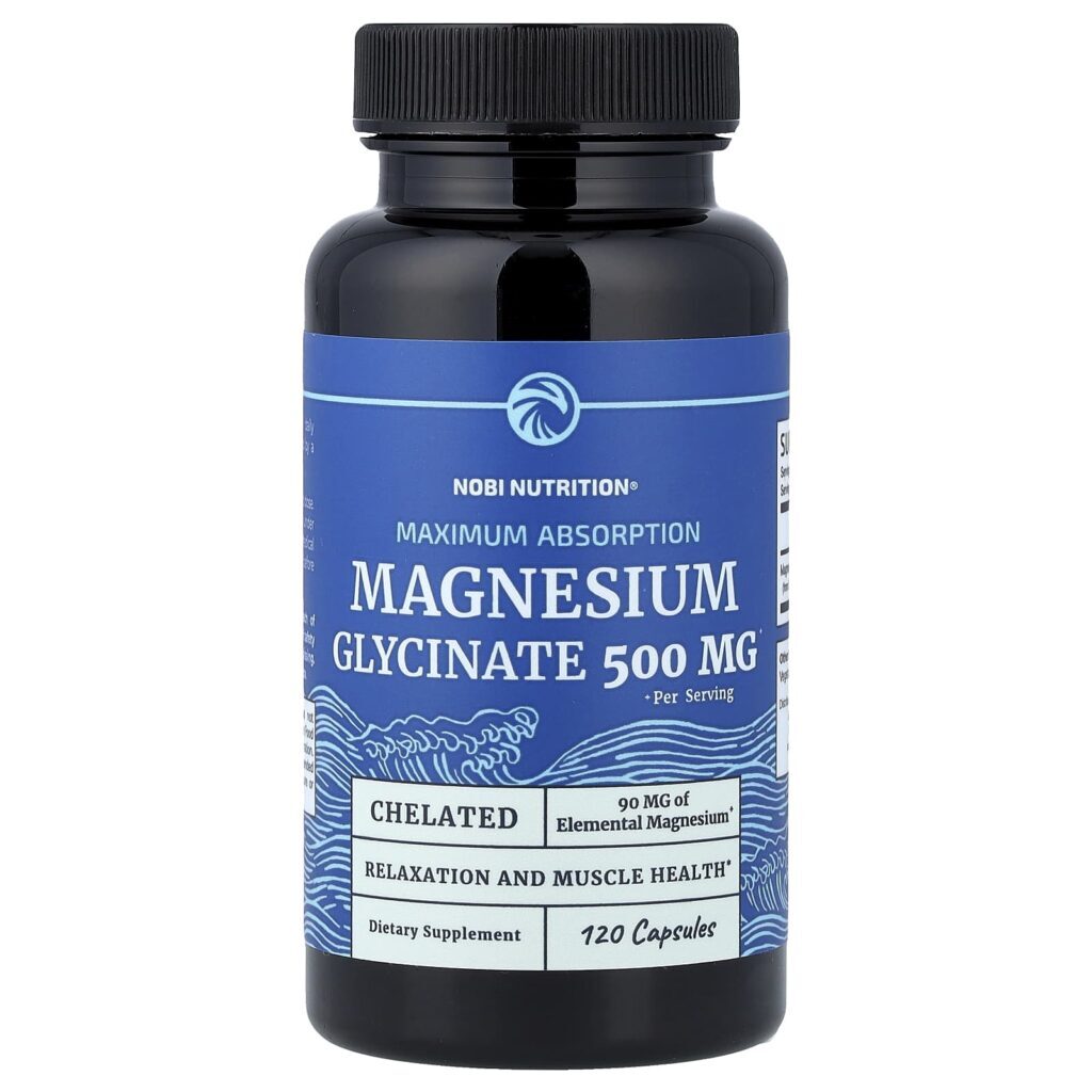 Nobi Nutrition Glicinato de Magnésio Absorção Máxima 120 Cápsulas (250 mg por Cápsula)