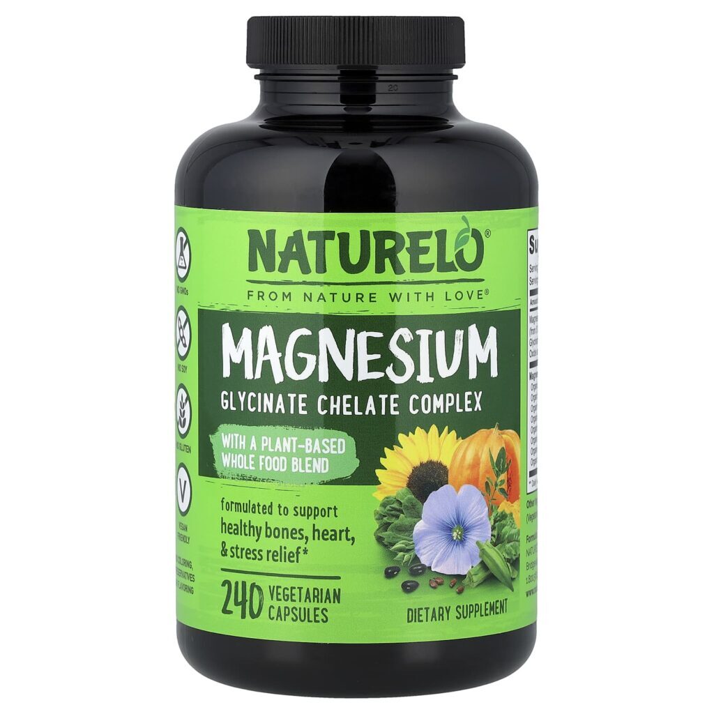 NATURELO Complexo de Quelato de Glicinato de Magnésio 240 Cápsulas Vegetarianas