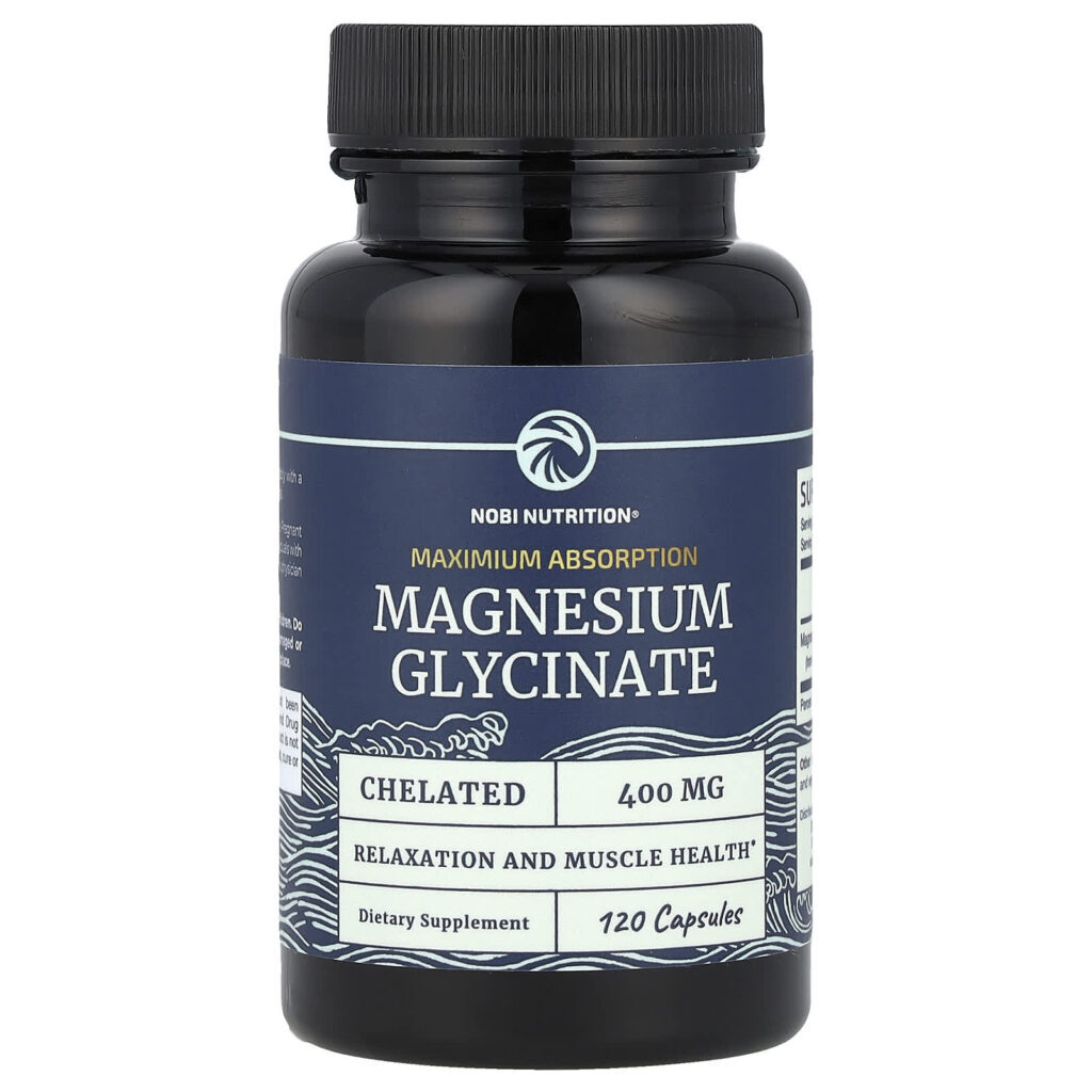 Nobi Nutrition Glicinato de Magnésio Máxima Absorção 120 Cápsulas (200 mg por Cápsula)