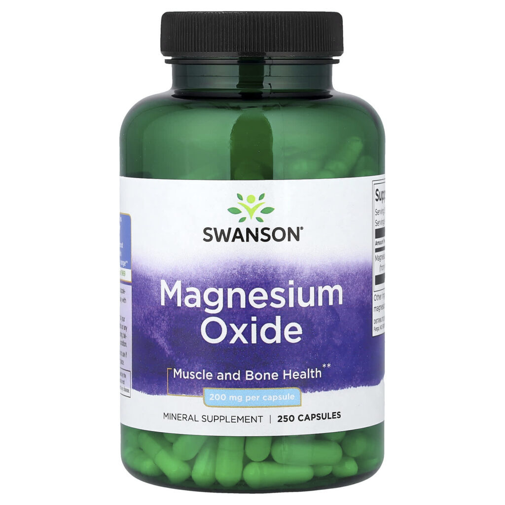 Swanson Óxido de Magnésio 250 Cápsulas (200 mg por Cápsula)