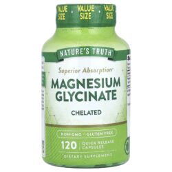 Natures Truth Glicinato de Magnésio Quelado 120 Cápsulas de Liberação Rápida (100 mg por Cápsula)