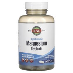 KAL Glicinato de Magnésio de Alta Absorção 90 Cápsulas Softgel (105 mg por Cápsula Softgel)