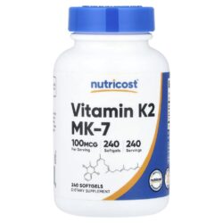 Nutricost Vitamina K2 MK-7 100 mcg 240 Cápsulas Softgel
