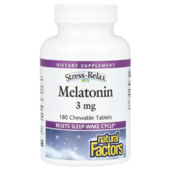 Natural Factors Stress-Relax Melatonina 3 mg 180 Comprimidos Mastigáveis