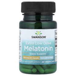 Swanson Melatonina Dose Extrabaixa 500 mcg 60 Cápsulas Veganas