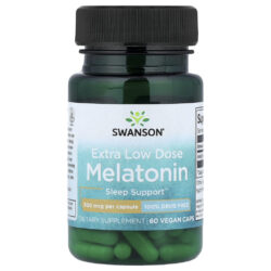 Swanson Melatonina Dose Extrabaixa 500 mcg 60 Cápsulas Veganas