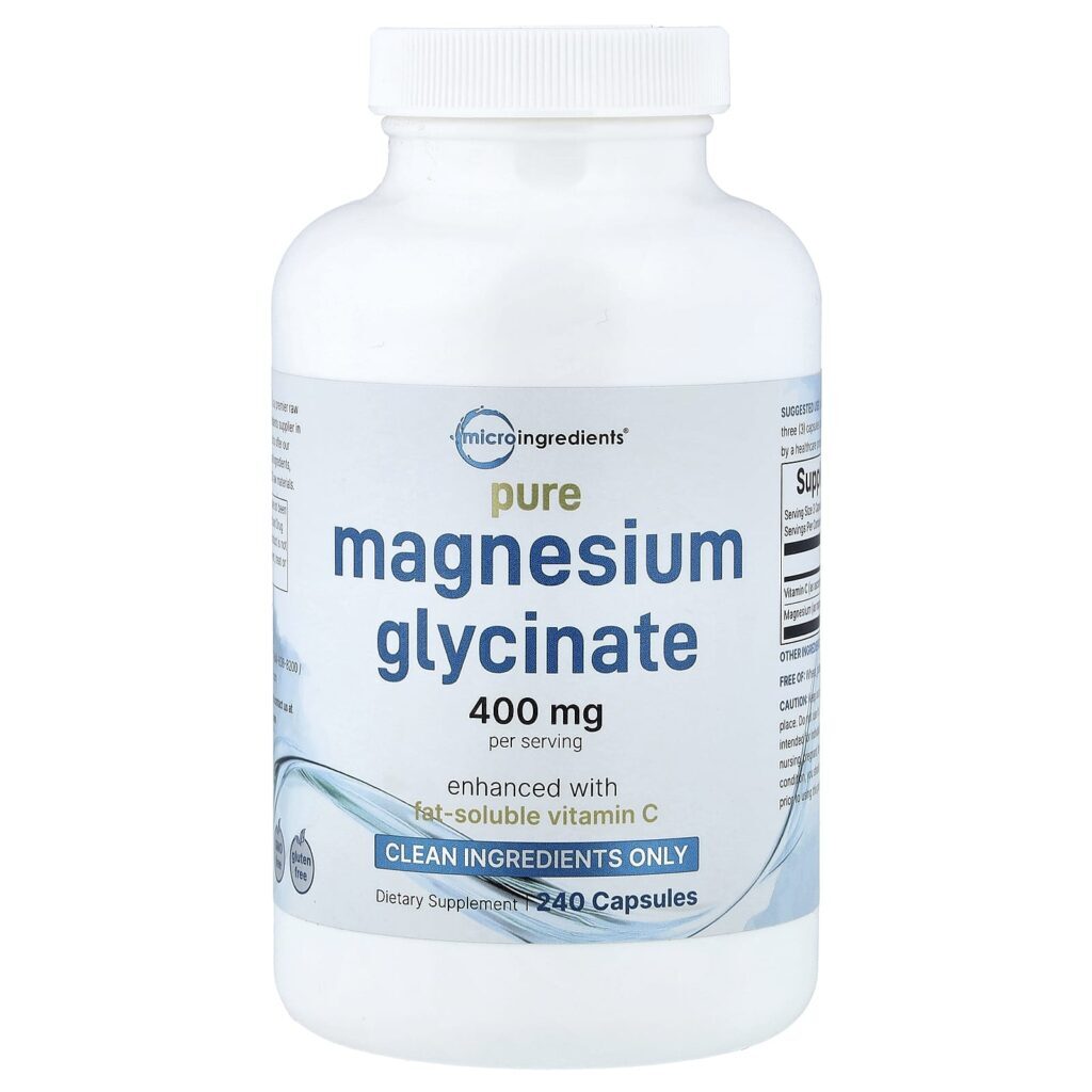 Micro Ingredients Glicinato de Magnésio Puro 240 Cápsulas