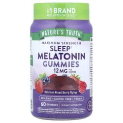 Natures Truth Gomas de Melatonina para o Sono Deliciosas Frutos Silvestres Mistos 60 Gomas (6 mg por Goma)
