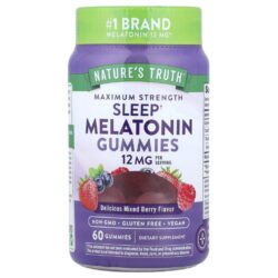 Natures Truth Gomas de Melatonina para o Sono Deliciosas Frutos Silvestres Mistos 60 Gomas (6 mg por Goma)