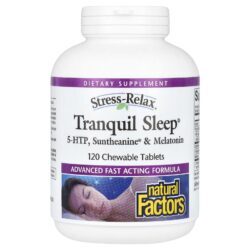 Natural Factors Stress-Relax Tranquil Sleep 5-HTP Suntheanine e Melatonina 120 Comprimidos Mastigáveis