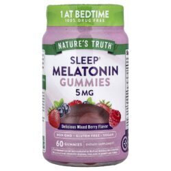 Natures Truth Gomas de Melatonina para o Sono Deliciosas Frutos Silvestres 5 mg 60 Gomas
