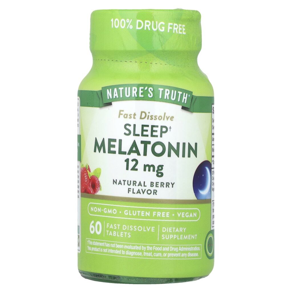 Natures Truth Melatonina para o Sono Fruto Silvestre Natural 12 mg 60 Comprimidos de Dissolução Rápida