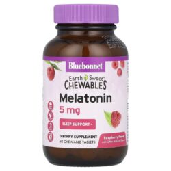 Bluebonnet Nutrition Comprimidos Mastigáveis Earth Sweet® Melatonina Framboesa 5 mg 60 Comprimidos Mastigáveis